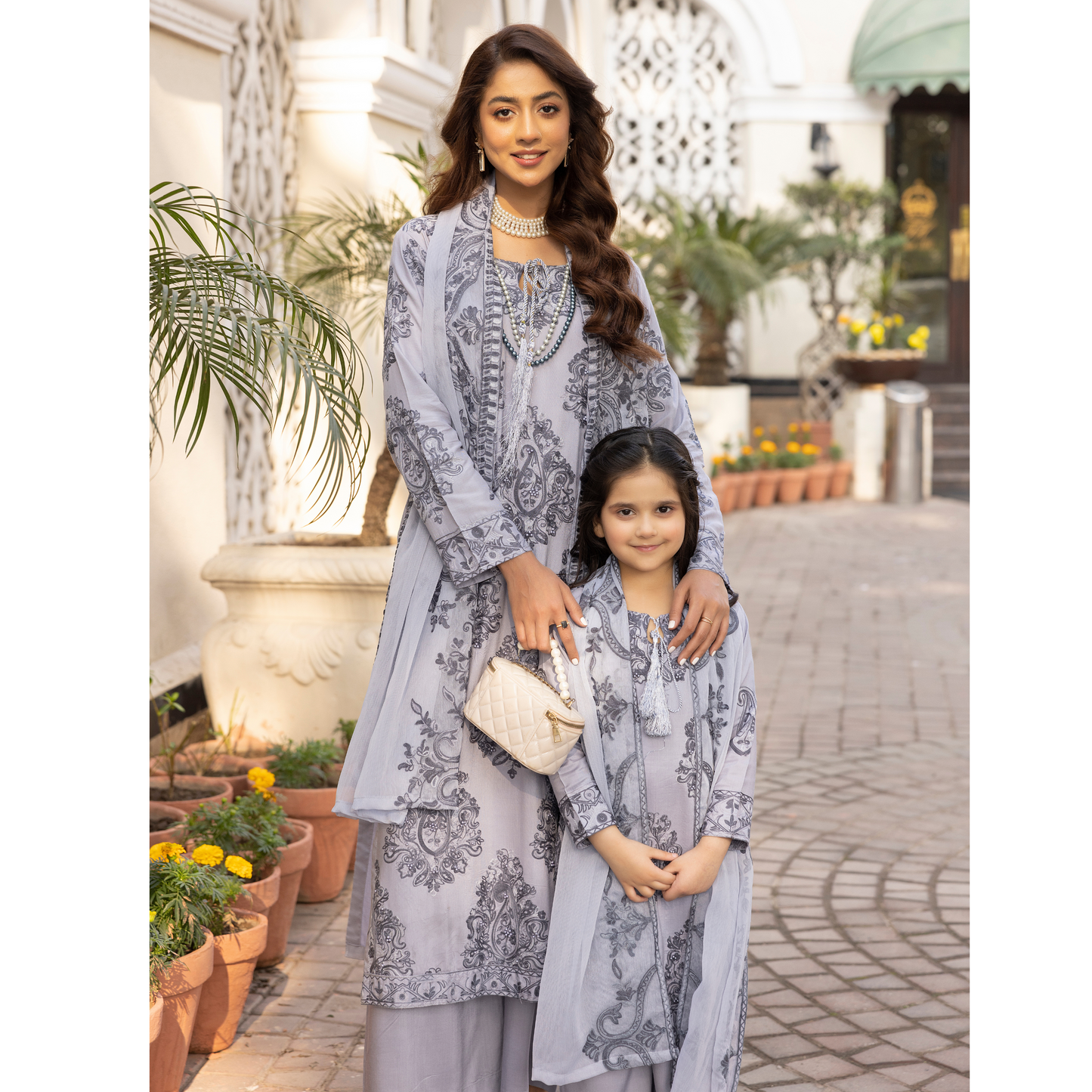 UMS-15 3 Pc Mother & Daughter Luxury Linen Eid Collection by Simrans