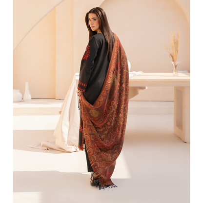 UA-140 Embroidered Dhanak Dress with Pashmina Shawl | Ready to Wear | Asian Clothes
