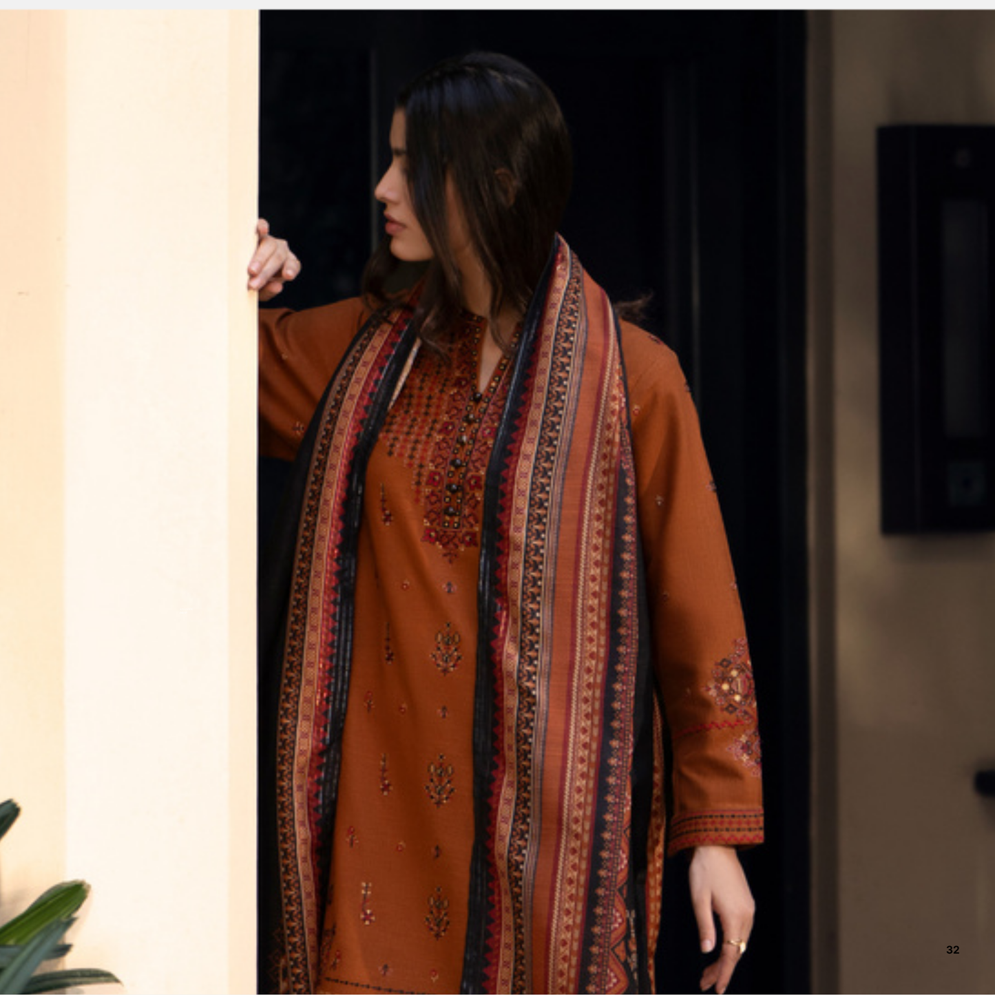 UCA-33 "Shadows" Embroidered Khaddar with Wool Shawl Winter Collection by Casuallite