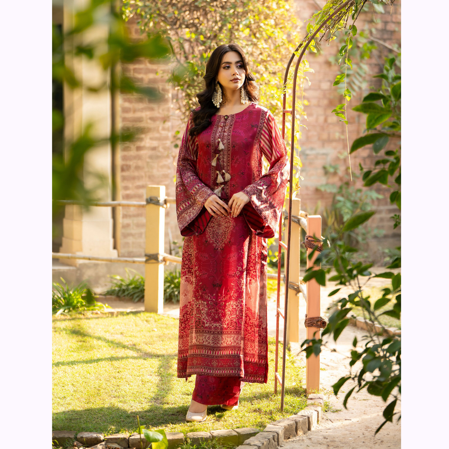 "Eliana" Embroidered Printed Shamooz Silk by Karma Collection | Asian Clothes | Eid