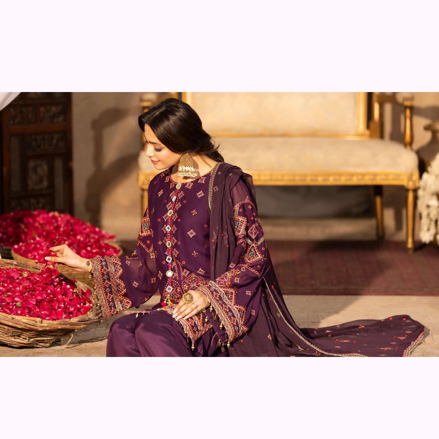 F-527 "Saj Dhaj" Embroidered Georgette Collection by Karma Collection