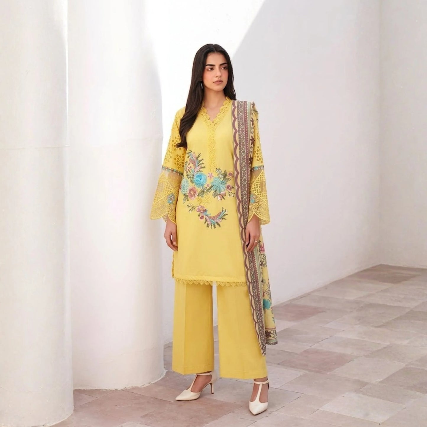 UA-186 Embroidered Cotton 3-Piece Collection | Ready to Wear Asian clothes