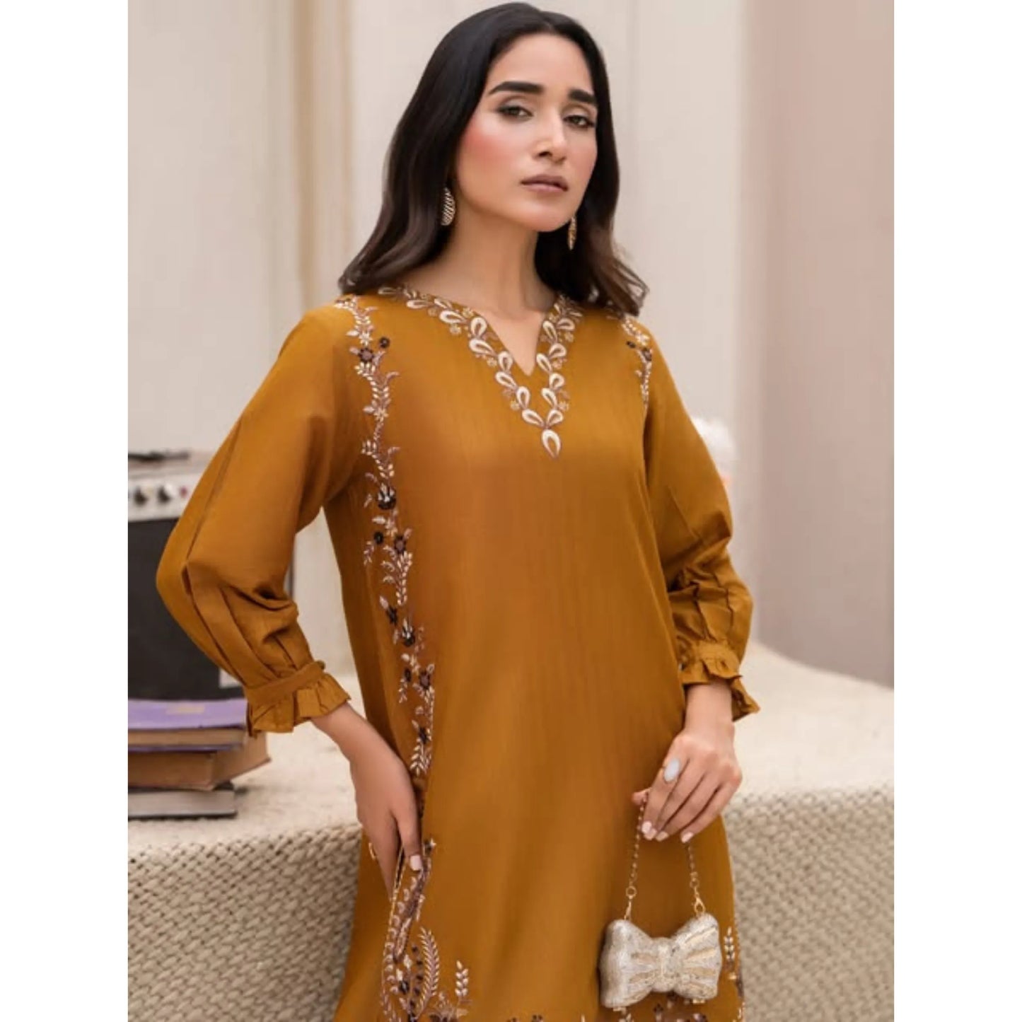 UA-273 Embroidered Cambric Cotton Co-Ord Set | Raniya.h