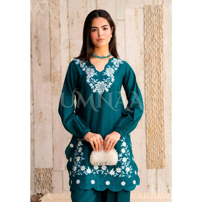 UA-276 Embroidered Trendy Cotton Co-Ord Set | Umnaa