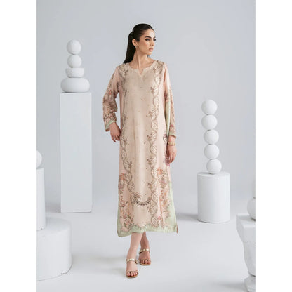 UAL-08 Printed Silk Kaftan with Trouser 2 Pc Set | Ally's