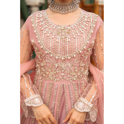Luxury Embroidered soft Net long Maxi | Wedding Collection | karma Collection | UMKC01301