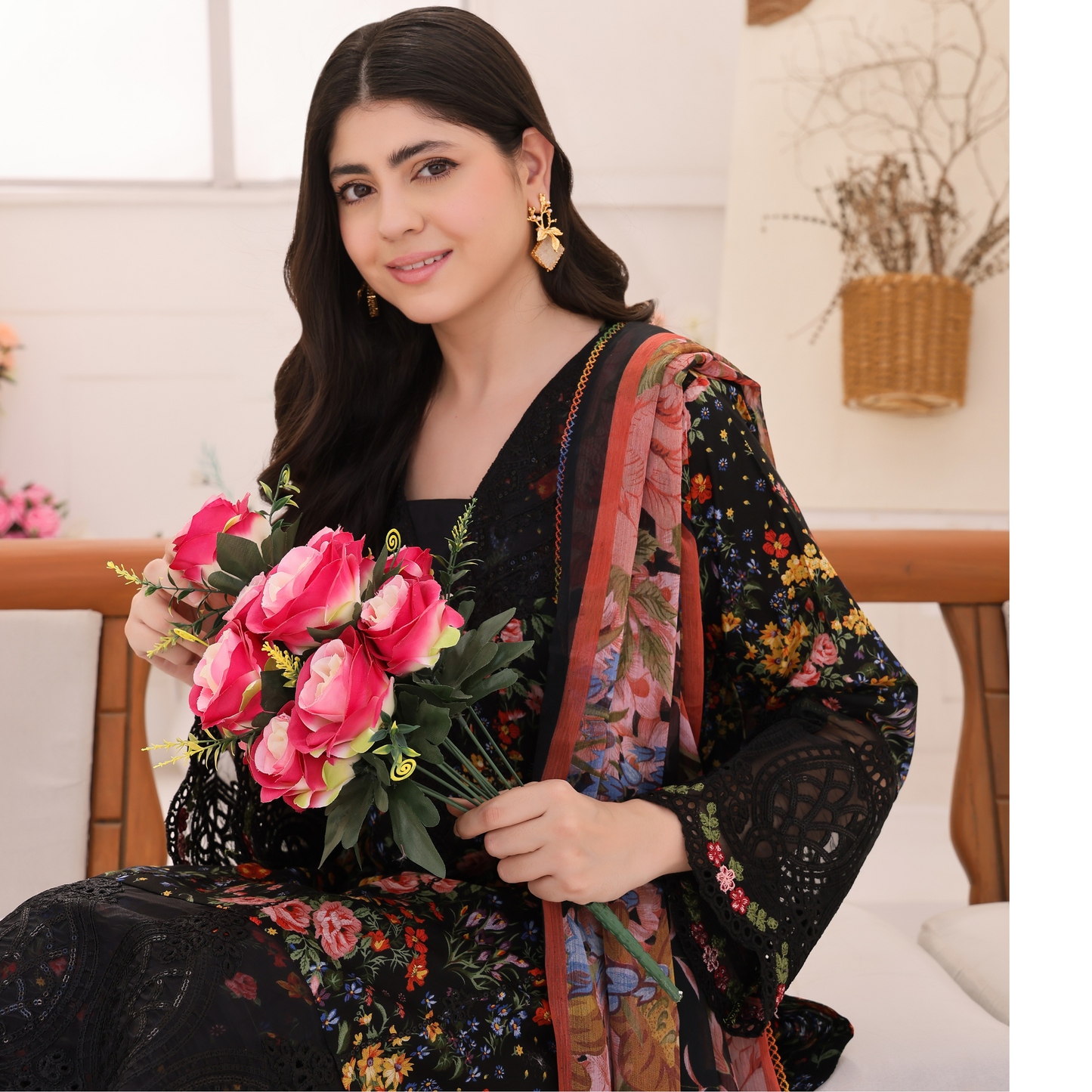 UA-94 3 Pc Embroidered Printed Summer Lawn | Ready to Wear | Umnaa