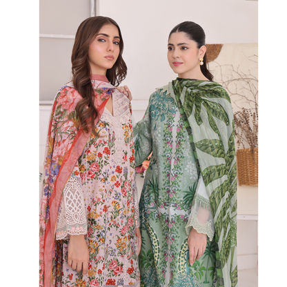 UA-94 3 Pc Embroidered Printed Summer Lawn | Ready to Wear | Umnaa