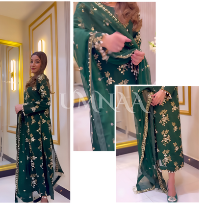 3 Piece Embroidered Chiffon Party wear Pakistani Dress | Umnaa