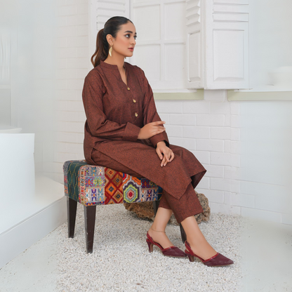UA-31 2 Plain Boski Linen Pakistani Co-Ords Set  | Ready to Wear | UMNAA