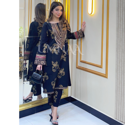 UA-34 Printed Embroidered Winter Dhanak 2 Pc Dress | Ready to wear | UMNAA