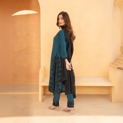 UA-44 Embroidered Dhanak with Chiffon Duppata Pc Dress | Ready to wear | UMNAA