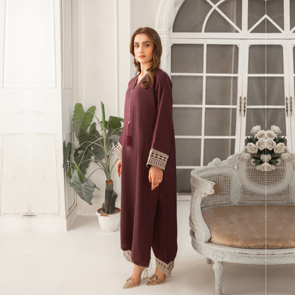 UA-50 Embroidered Viscose Linen  2 Pc Pakistani Co Ord Set Dress | Ready to wear | UMNAA