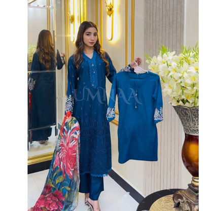 UA-46 3 Pc Luxury mother daughter Embroidered Linen Collection-UMNAA