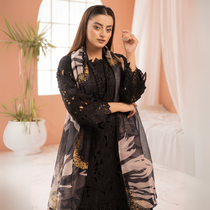 UMS-16 3 Pc Chikenkari Cambric Cotton Ready to Wear Dress | Simrans