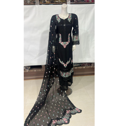 UA-65 3 Pc Luxury Embroidered Chiffon Collection- Umnaa