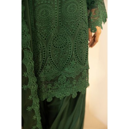 UMS-18 Embroidered Linen Chikenkari 3 Pc Pakistani Dress | Ready to wear | Simrans