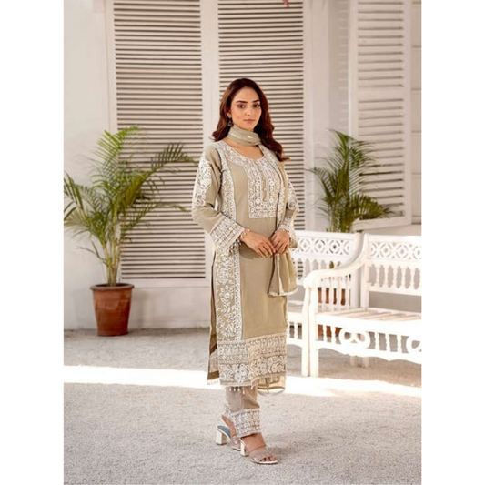 UMRZ-43 Luxury Handwork Embroidered Chiffon Dress 3 Pc |Ready to Wear| Rangz