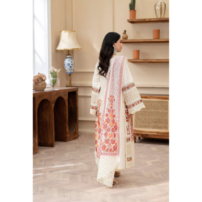 KC-1431 Embroidered Cambric Cotton Dress Ready to Wear 3 Pc - Karma Collection