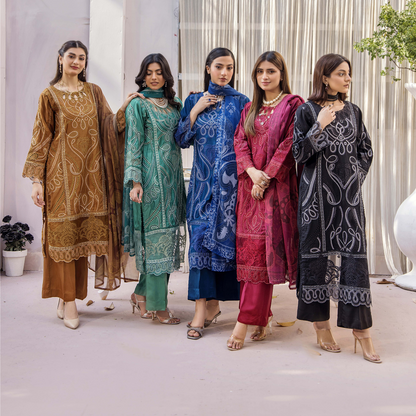 UTT-02 Embroidered Viscose 3 Pc Pakistani Dress | Eid Ready to wear | Traditional Thread
