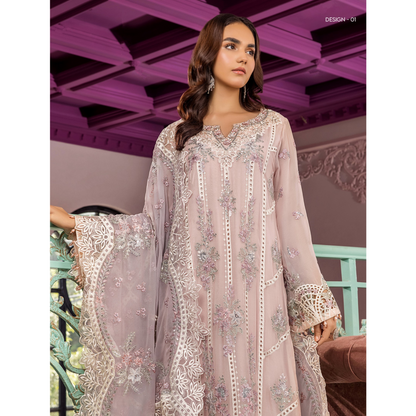 UTT-03 Embroidered Luxury Chiffon 3 Pc Pakistani Dress | Ready to wear | Traditional Thread