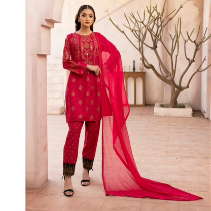 UMS-19 Embroidered Lawn 3 Pc Pakistani Dress | Ready to wear | Simrans