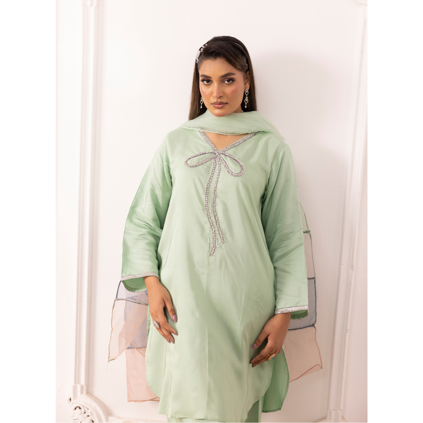 UMS-22 3 Pc trendy Farshi Shalwar Viscose Linen Collection | Ready to Wear | Simrans