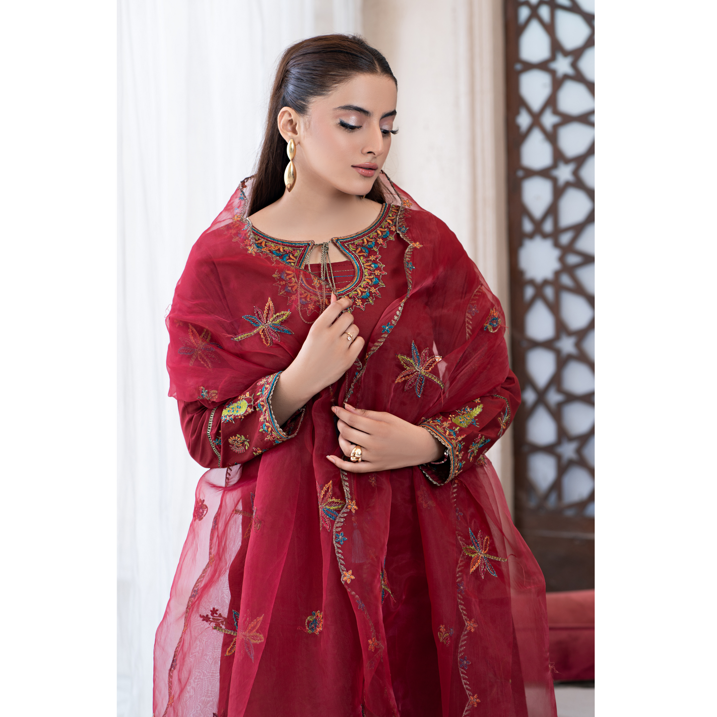UA-93 Embroidered Cotton Farshi Shalwar Ready to Wear Collection | Umnaa