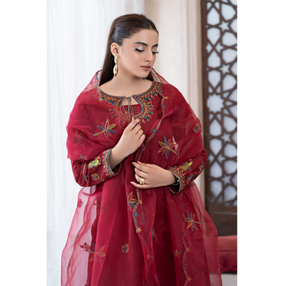 UA-93 Embroidered Cotton Farshi Shalwar Ready to Wear Collection | Umnaa