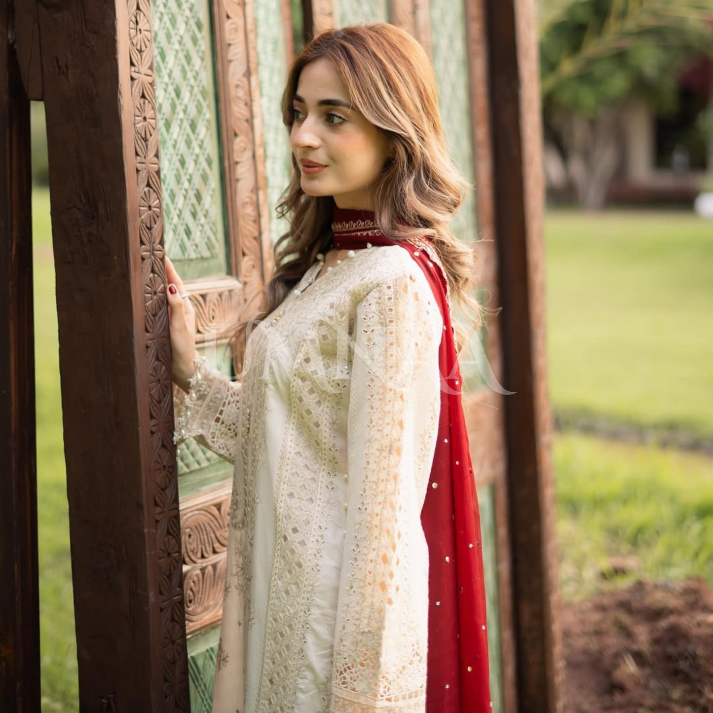UAL-04 Luxury MARIA.B inspired Embroidered Cambric Cotton Ready to Wear 3 Pc Dress | ALLY'S