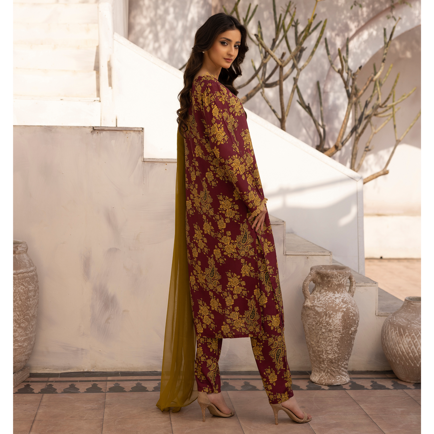 UMS-34 Mariyah Printed Linen 3 Pc Collection by Simrans asian clothes Casual Ready to Wear Pakistani dress