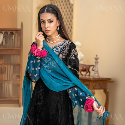 UA-113 Luxury Festive Embroidered Velvet  Winter Collection by Umnaa
