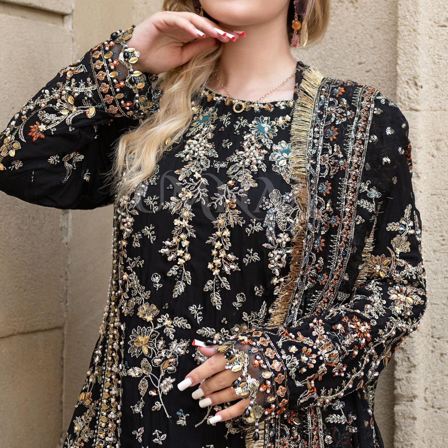 UA-115 Luxury Embroidered Festive Chiffon Collection | Ready to Wear | Umnaa
