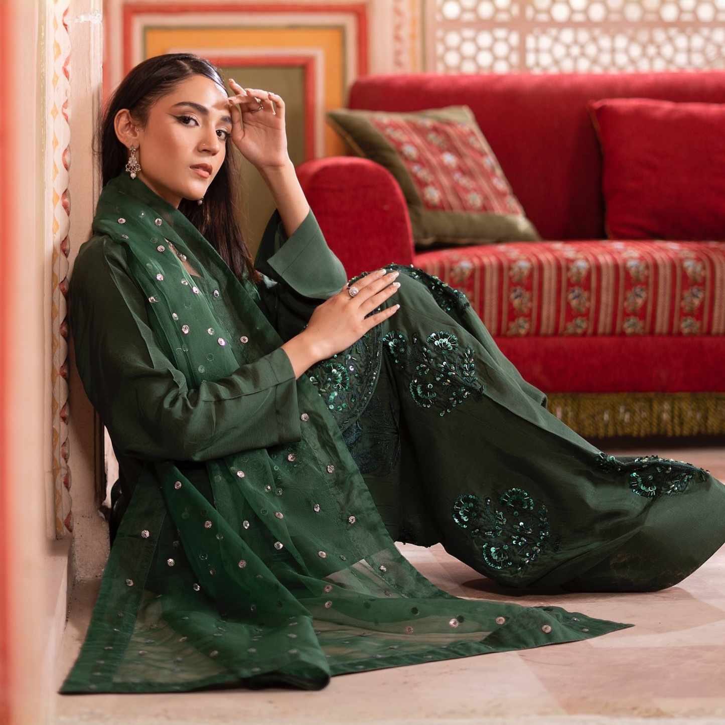 RA-22 Luxury Raw Silk Embroidered Farshi Shalwar Best Selling Collection |Ready to Wear | Raniya.h