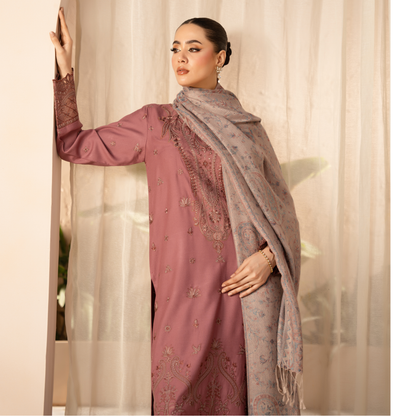 UA-140 Embroidered Dhanak Dress with Pashmina Shawl | Ready to Wear | Asian Clothes