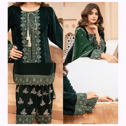 F-489 "Sehar" Embroidered Velvet Collection | Karma Collection