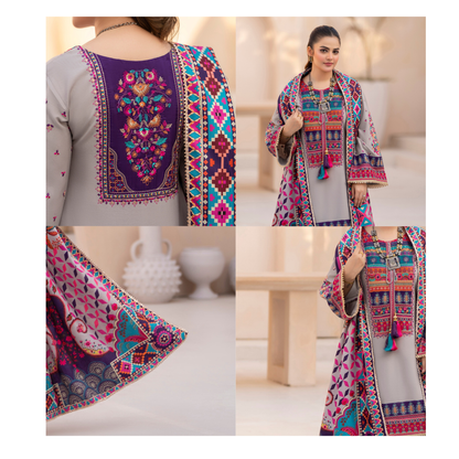"Mishaal" Khat Edition Luxury Embroidered Farshi Shalwar 3 Piece by Karma Collection