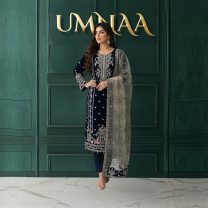 UA-150 Embroidered Luxury Velvet Collection by Umnaa | Asian clothes