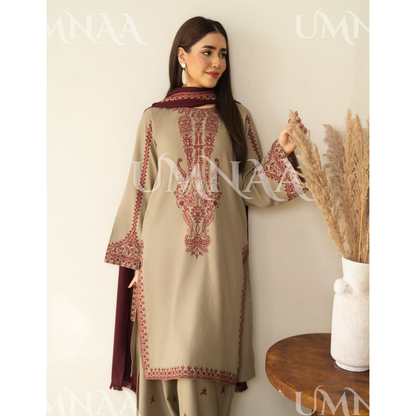 UA-151 Embroidered Winter Wear with Farshi Shalwar and Shawl Collection by Umnaa | Asian clothes