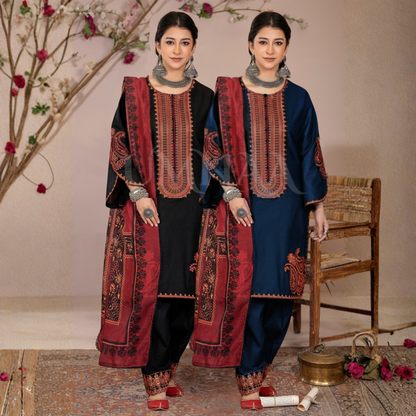 UA-155 Embroidered Slub Linen Farshi Shalwar Collection | Ready by Wear | Pakistani Dress Asian Clothes Umnaa