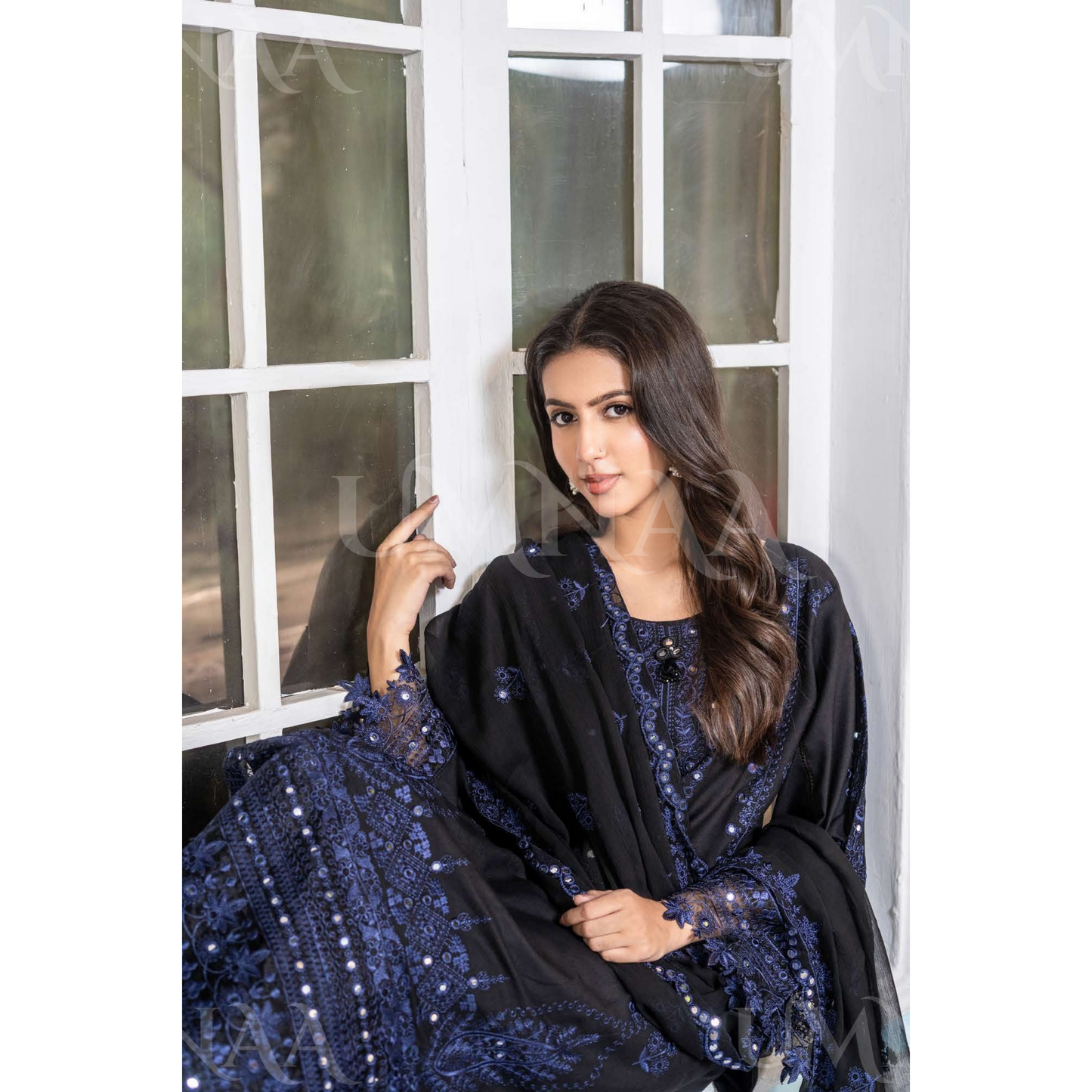 UA-159 Embroidered Dhanak Collection by Umnaa