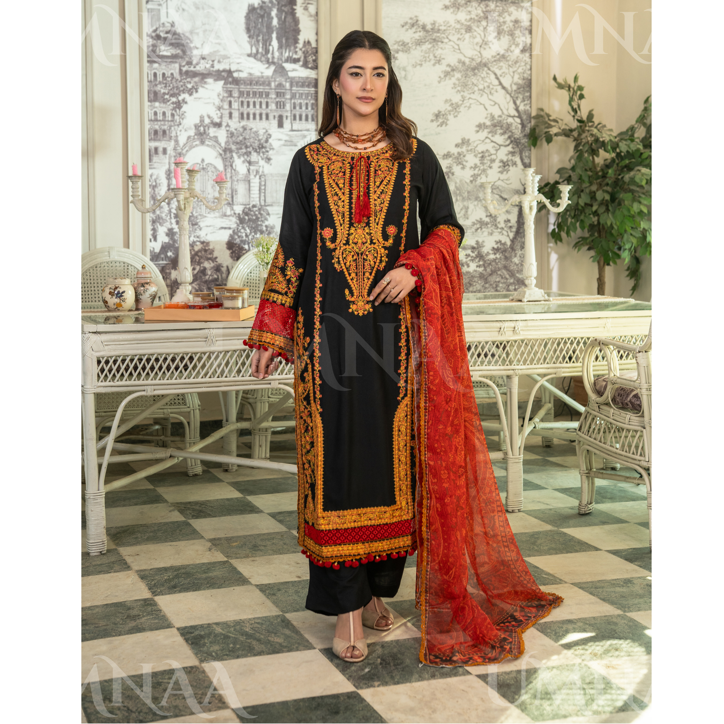 UA-163 Embroidered Linen Festive Collection | Ready by Wear | Pakistani Dress Asian Clothes Umnaa