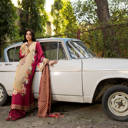 "Eliana" Embroidered Printed Shamooz Silk by Karma Collection | Asian Clothes | Eid