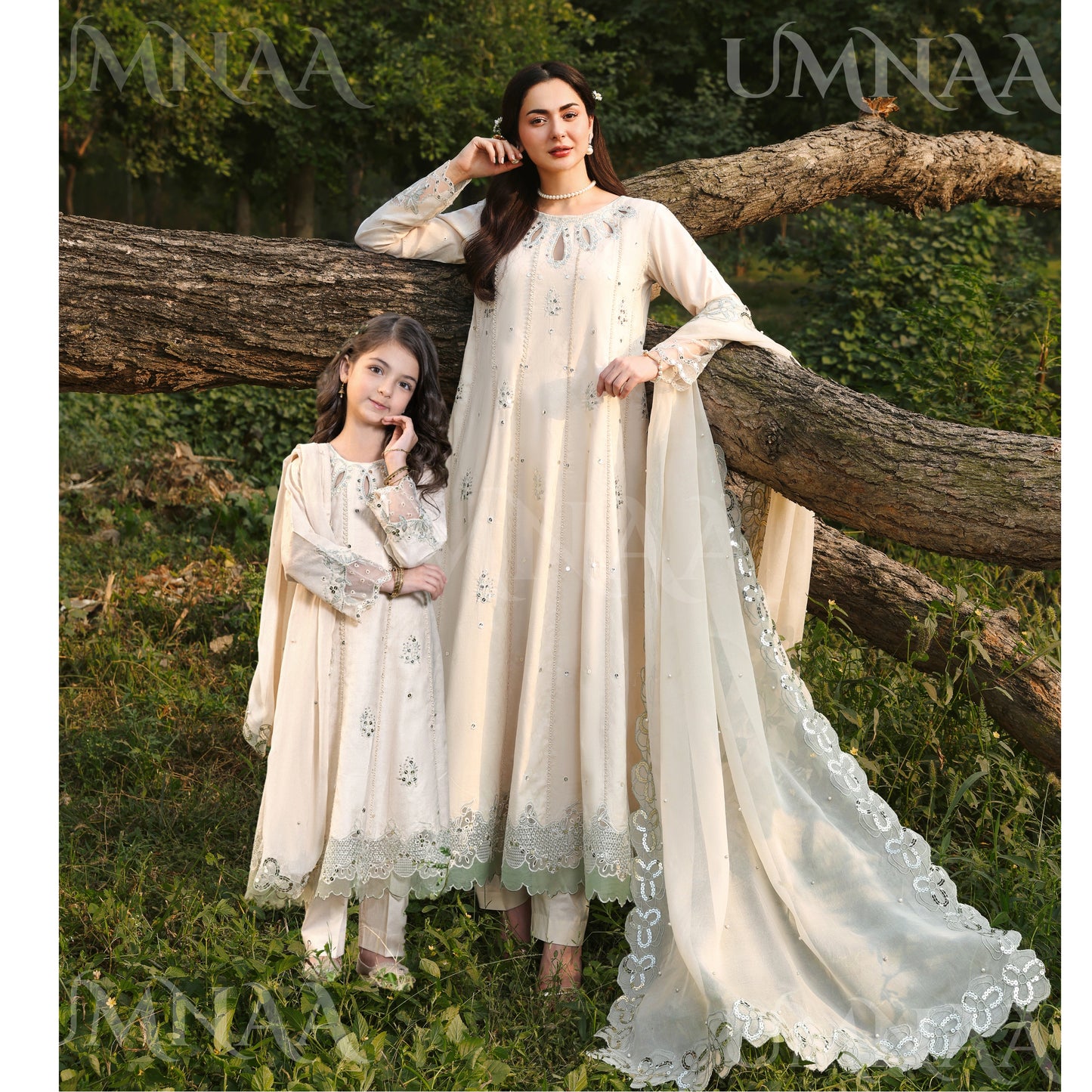 UMS-55 Janan Mother Daughter Chikenkari Jacquard Eid Edit by Simrans | Ready to Wear Asian Pakistani clothes