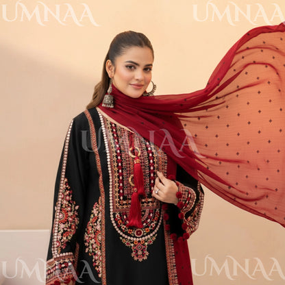 UA-174 Embroidered Slub Linen Mother Daughter Festive Collection by Umnaa