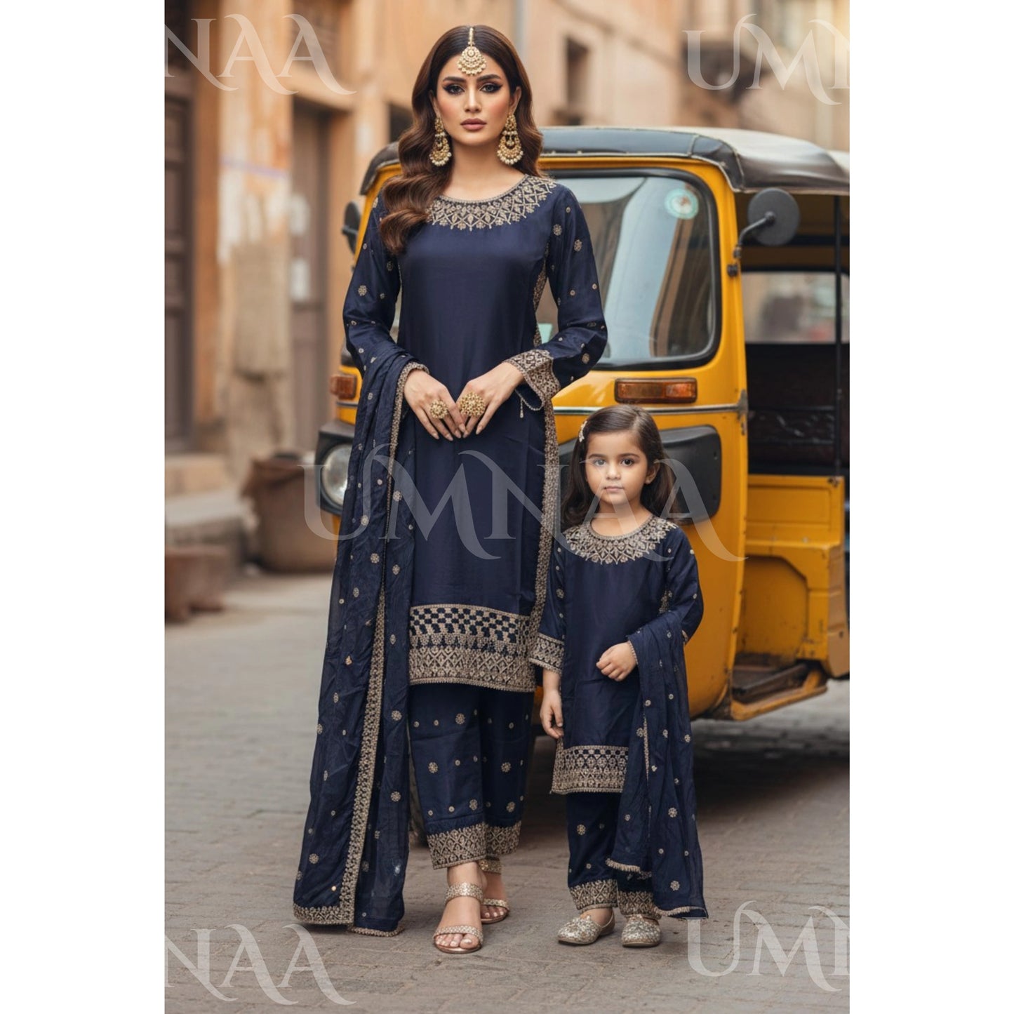 UA-167 Embroidered Viscose Mother Daughter Festive Collection by Umnaa