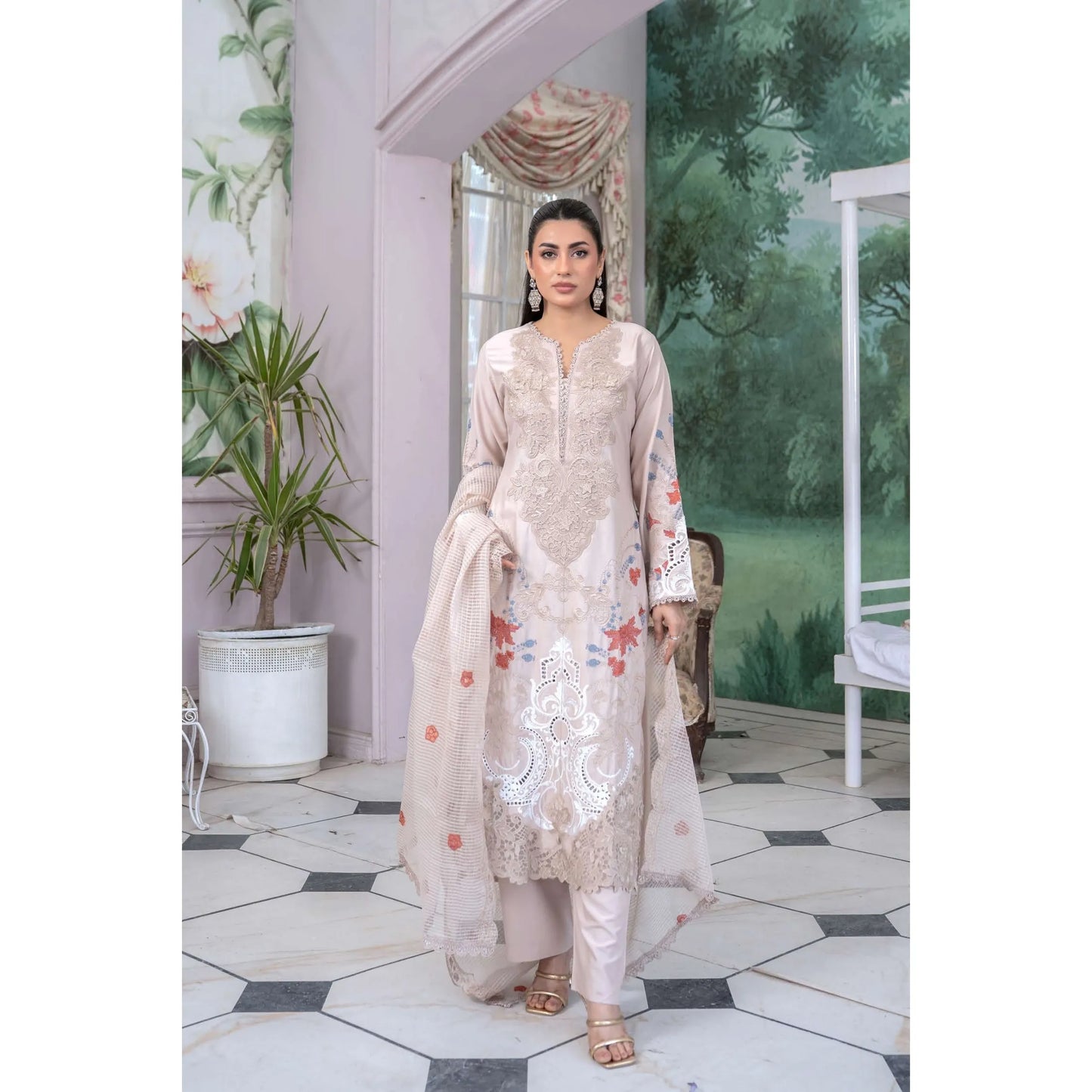UMRZ-55 Festive Maria.b Lux by Rangz Embroidered Linen Collection