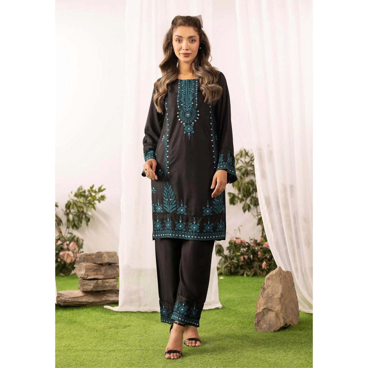 UMS-59 Embroidered Linen Co-Ords Set 2 Pc Set by Simrans