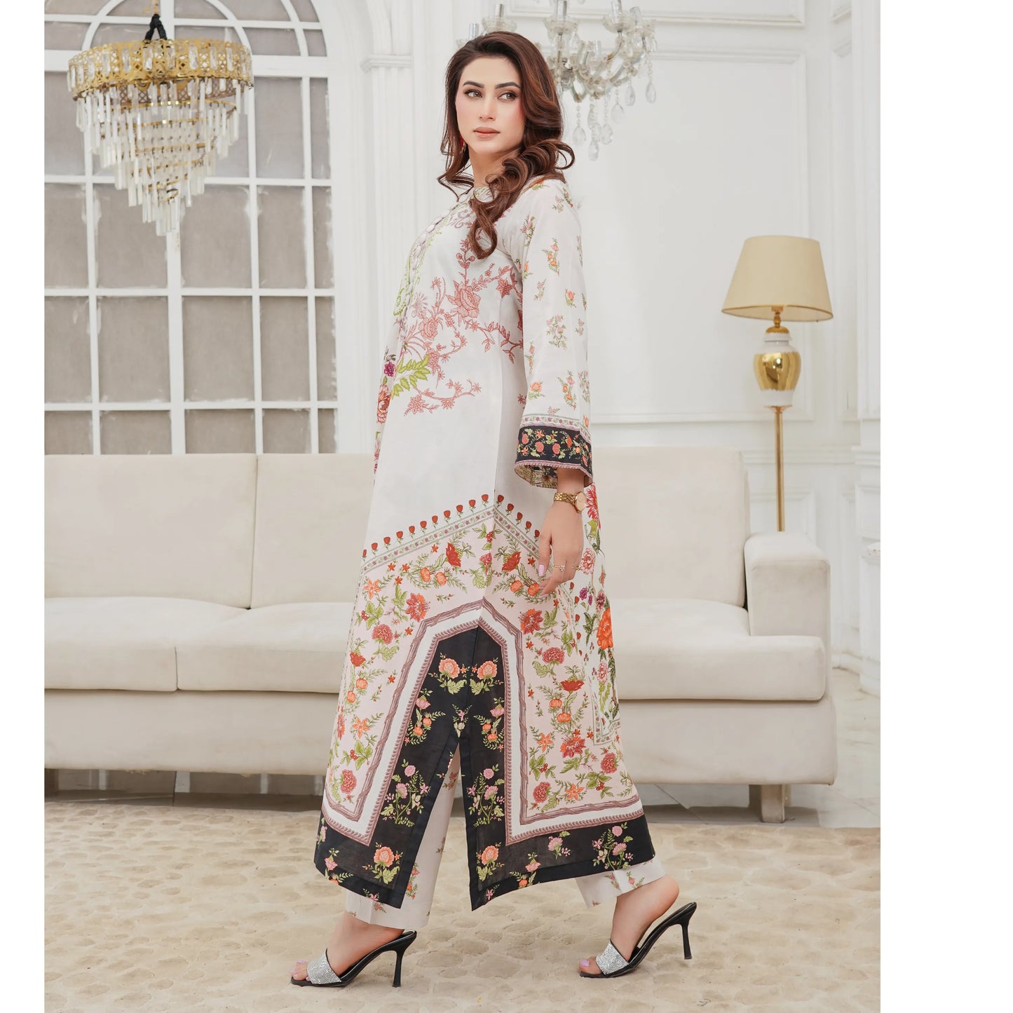 UMS-59 "Attire" Lawn Kaftan Style Co-Ords Set by Simrans