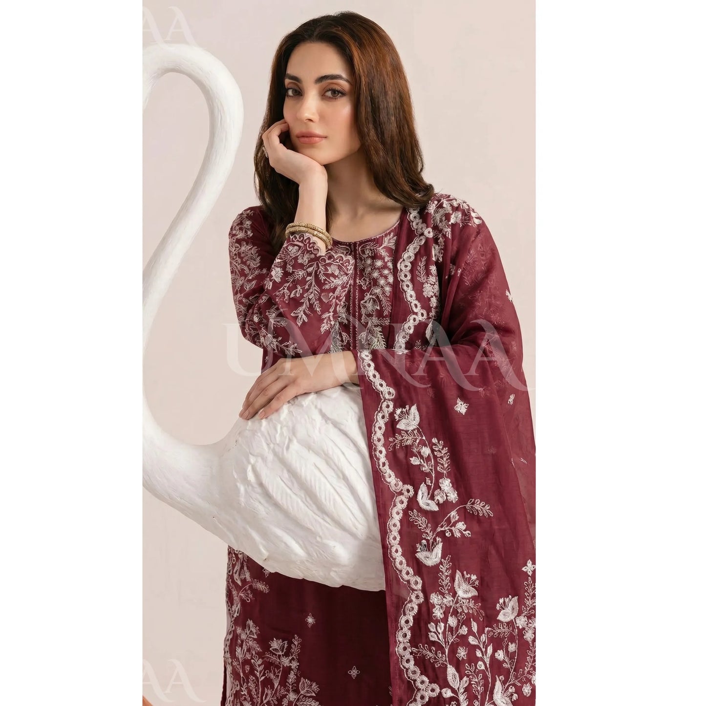 UA-190 Embroidered Cotton Collection 3 Piece | Ready to Wear | Asian clothes